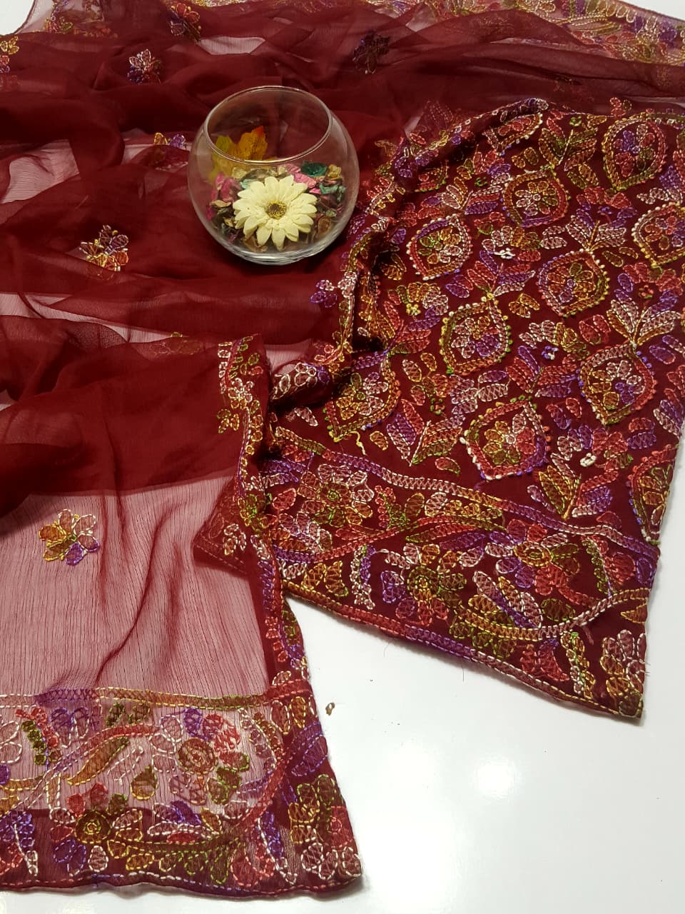 MALTI CHIKAN KARI FULL JAAL STYLISH COLLECTION – 2PC CHIFFON