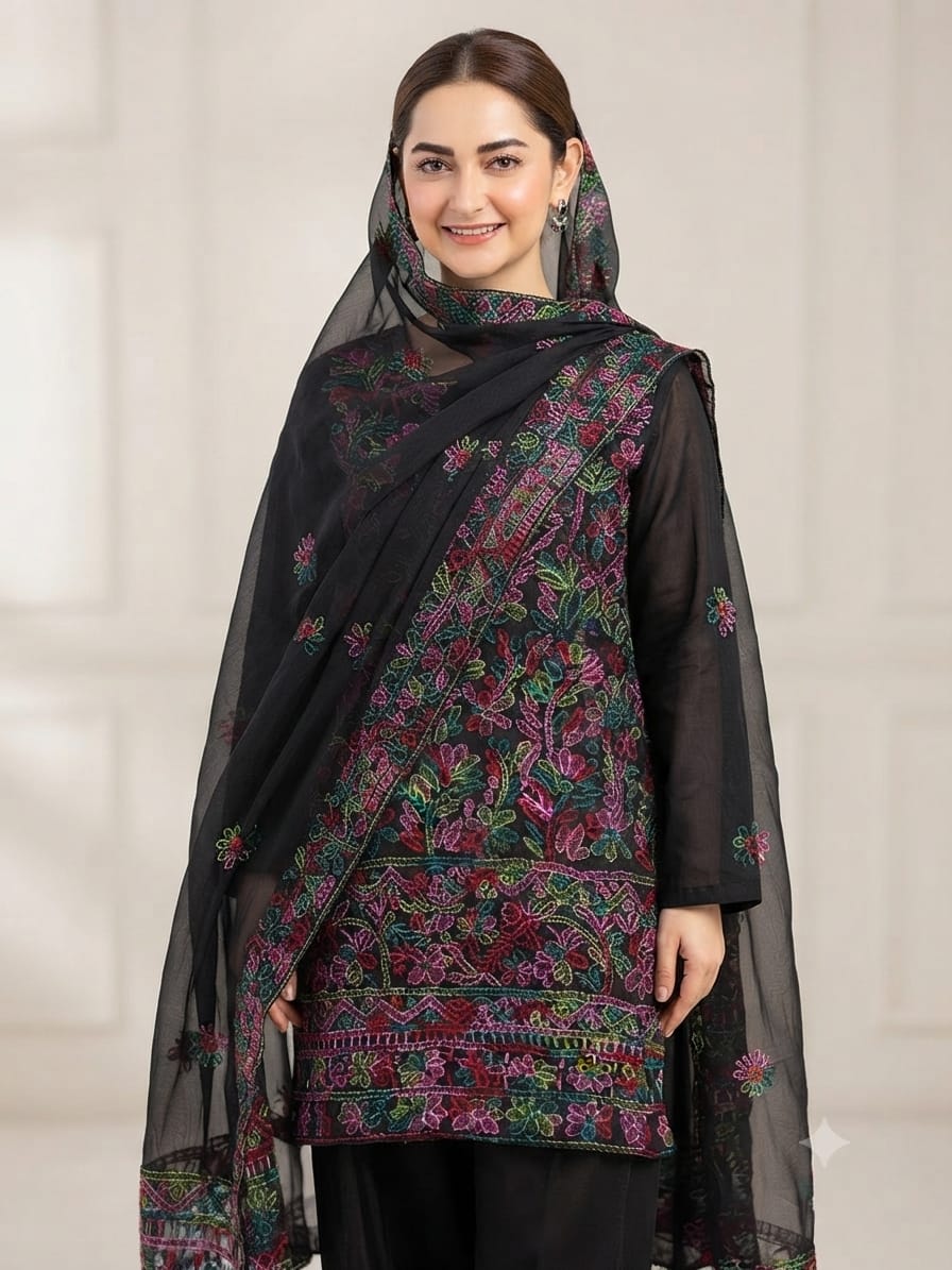MALTI CHIKAN KARI FULL JAAL STYLISH COLLECTION – 2PC CHIFFON