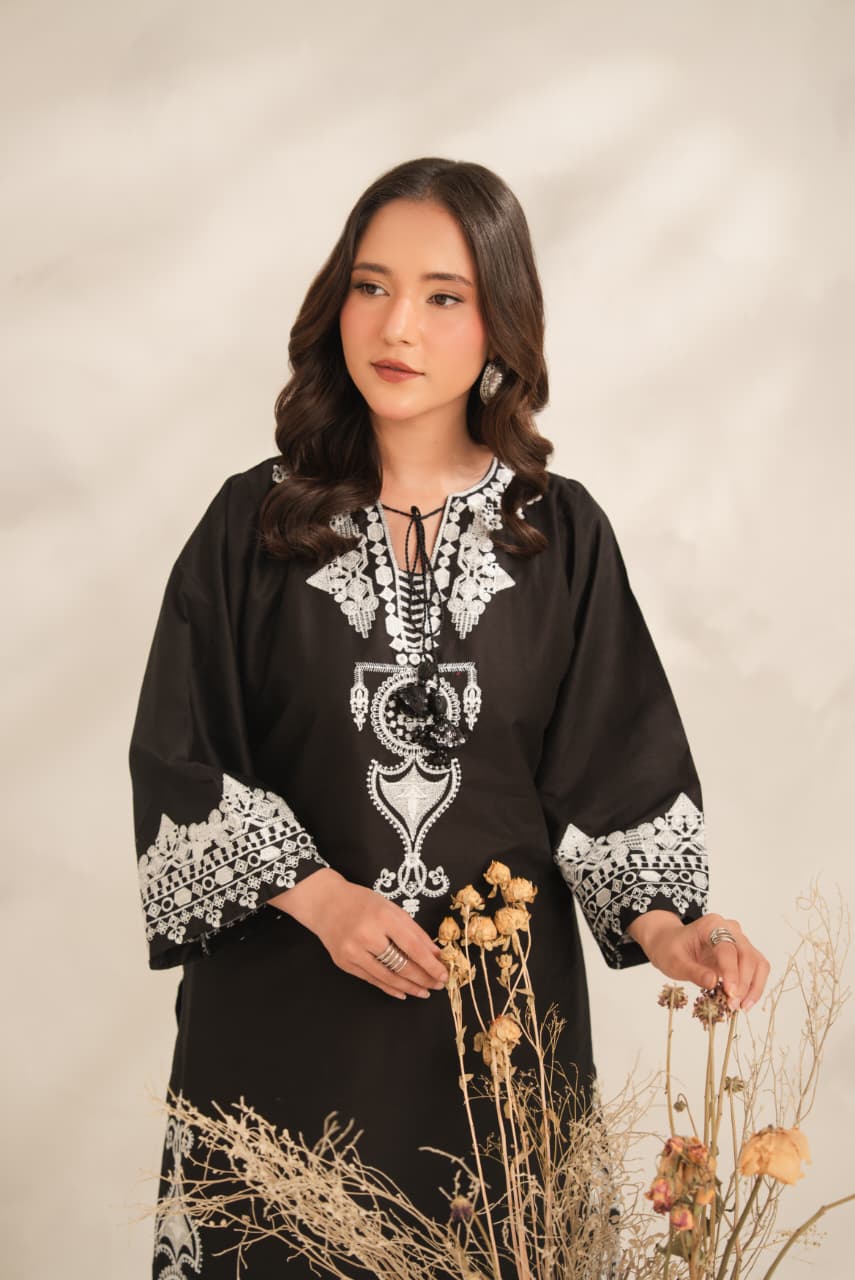 AIZA EMBROIDERY PREMIUM COLLECTION – 2PC (SHORT SHIRT & PLAZO)