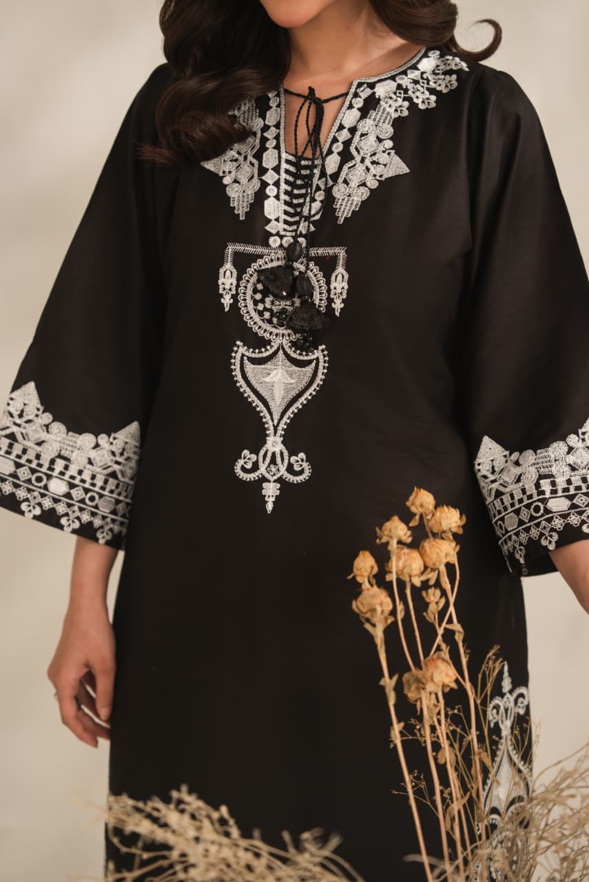 AIZA EMBROIDERY PREMIUM COLLECTION – 2PC (SHORT SHIRT & PLAZO)