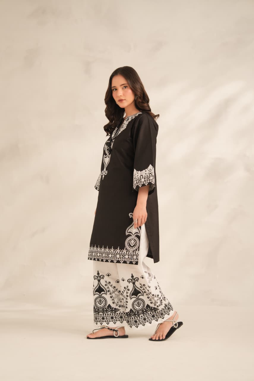 AIZA EMBROIDERY PREMIUM COLLECTION – 2PC (SHORT SHIRT & PLAZO)