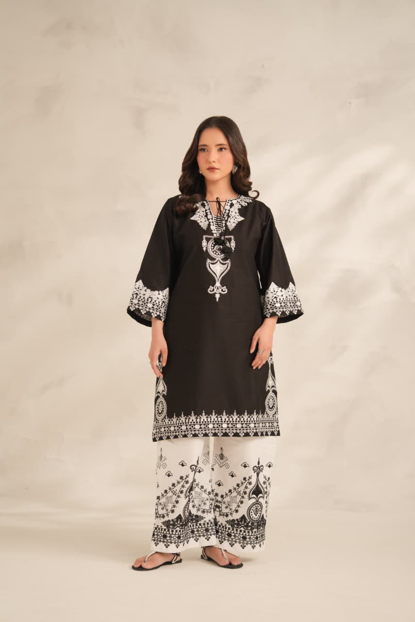 AIZA EMBROIDERY PREMIUM COLLECTION – 2PC (SHORT SHIRT & PLAZO)