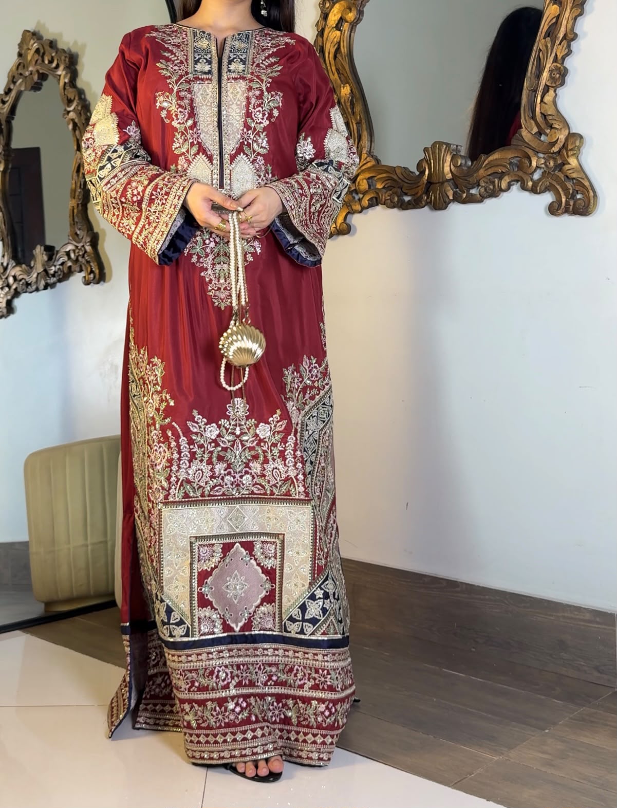 LUXURY HEAVY EMBROIDERED VISCOSE KAFTAAN SET – 2PC