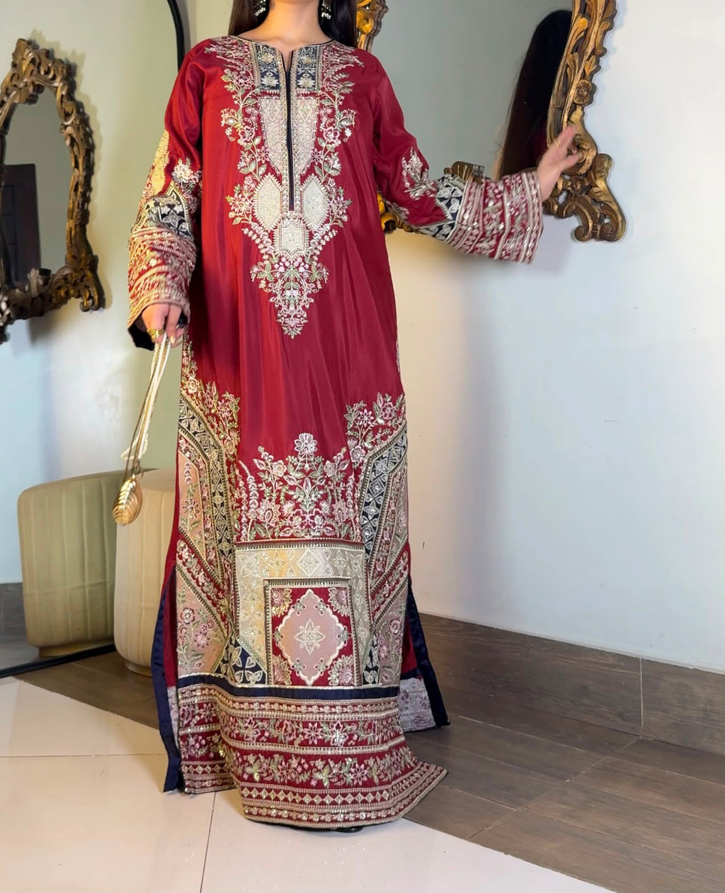 LUXURY HEAVY EMBROIDERED VISCOSE KAFTAAN SET – 2PC