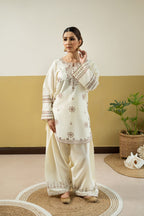 CREAM VILA EMBROIDERY PREMIUM COLLECTION – 2PC (SHORT SHIRT & PLAZO)