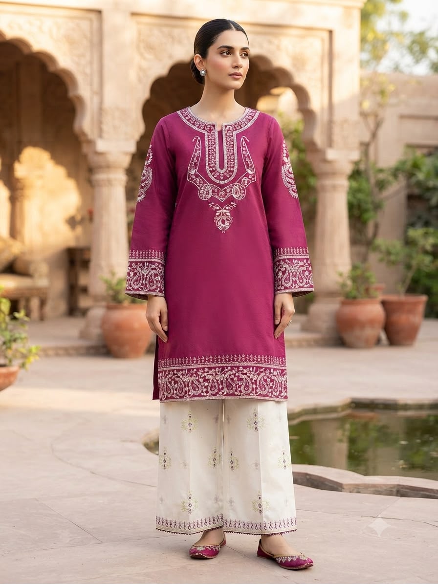 Premium Embroidered Solid Co-Ords