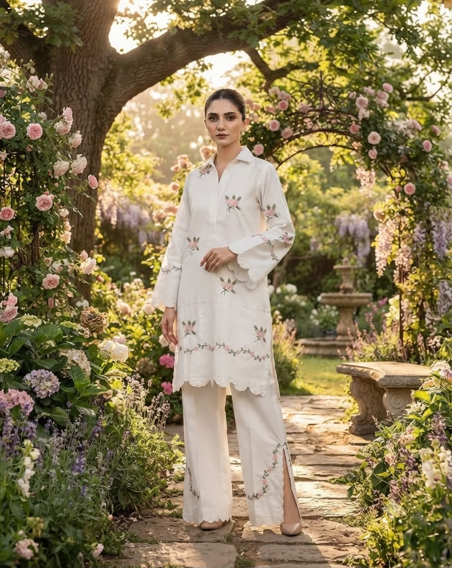 Premium Embroidered Solid Co-Ords
