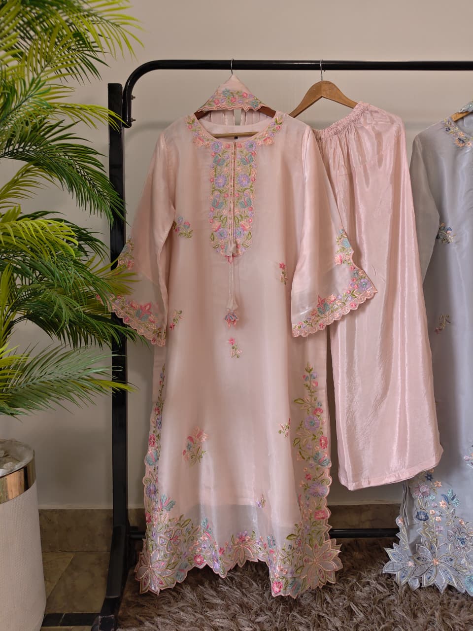 3-Piece Luxury Stitched Suit (Kaftan + Dupatta + Trouser)
