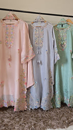 3-Piece Luxury Stitched Suit (Kaftan + Dupatta + Trouser)