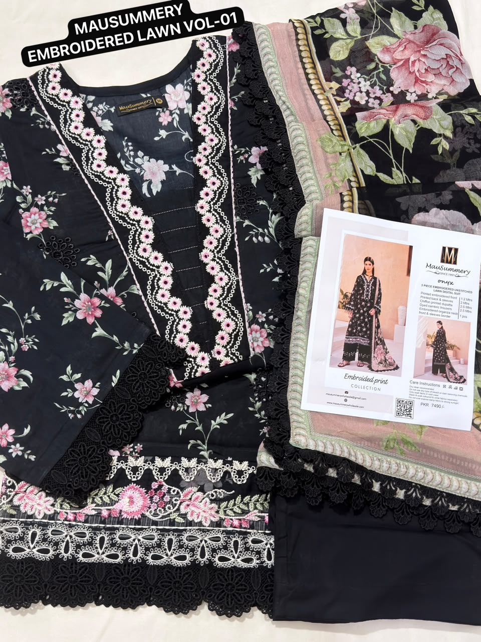 MAUSUMMERY EMBROIDERED & CHIKANKARI LAWN VOL-01