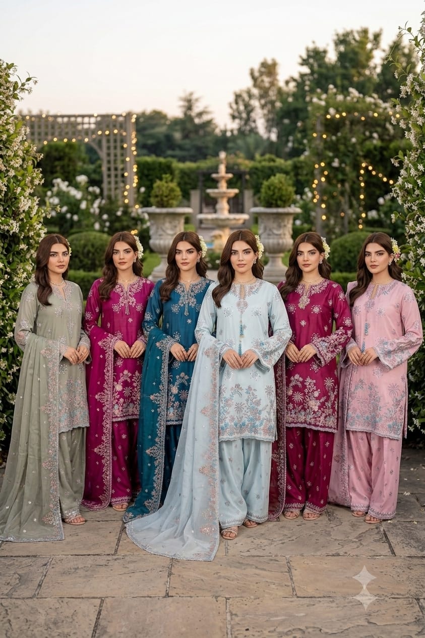 ELEGANT INDIAN SILK HEAVY EMBROIDERED 3PC