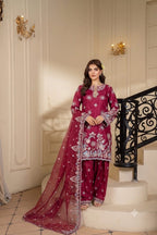 ELEGANT INDIAN SILK HEAVY EMBROIDERED 3PC