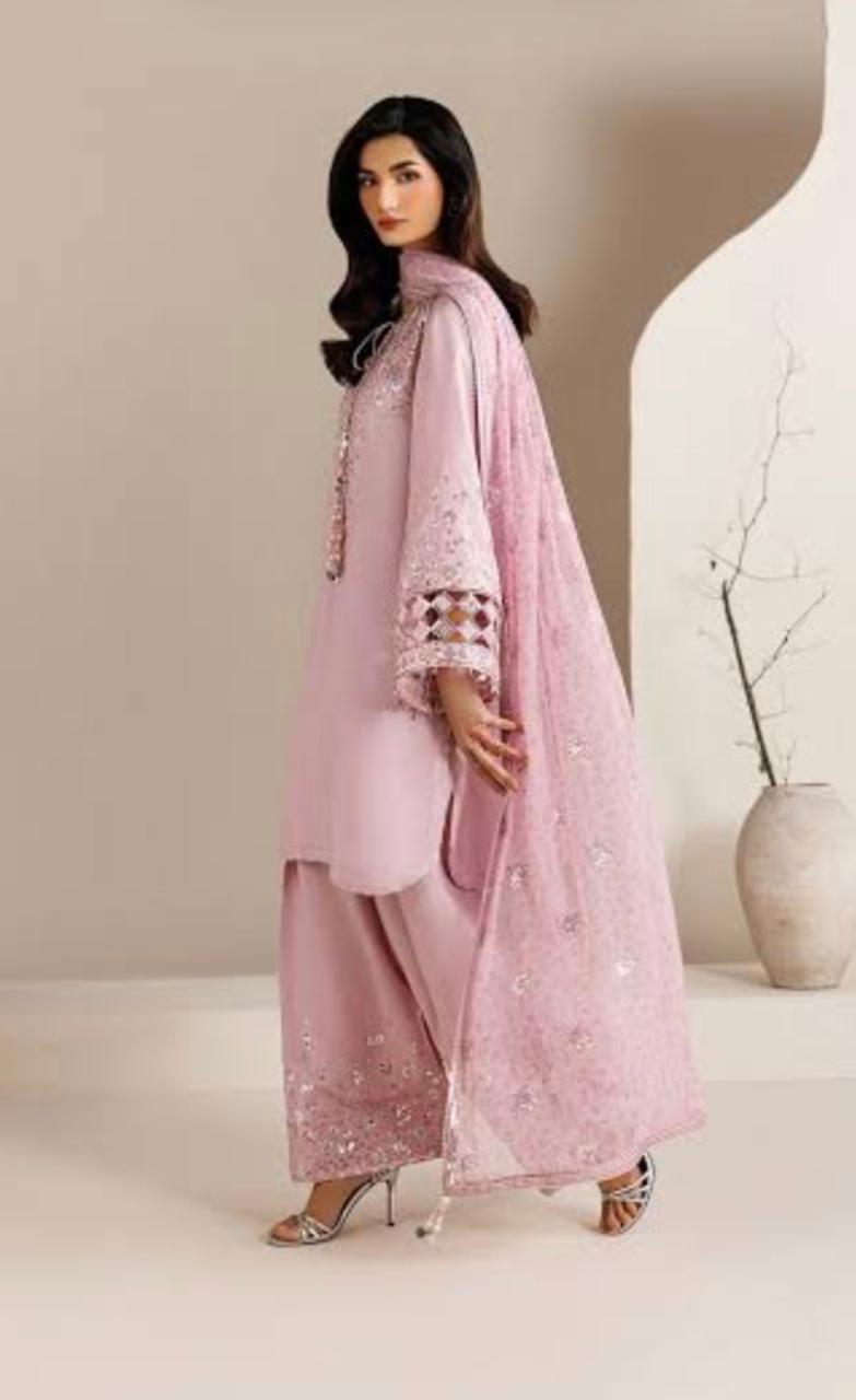EMBROIDERED RAW SILK 3PC SUIT (UR-7082)