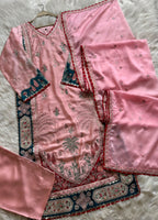 LUXURY EMBROIDERED & APPLIQUE SILK 3PC
