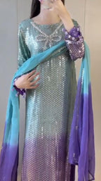 LUXURY EMBROIDERED FOIL WORK 3PC SUIT