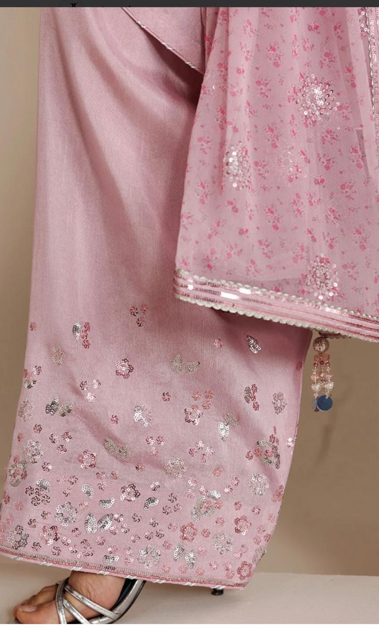 EMBROIDERED RAW SILK 3PC SUIT (UR-7082)