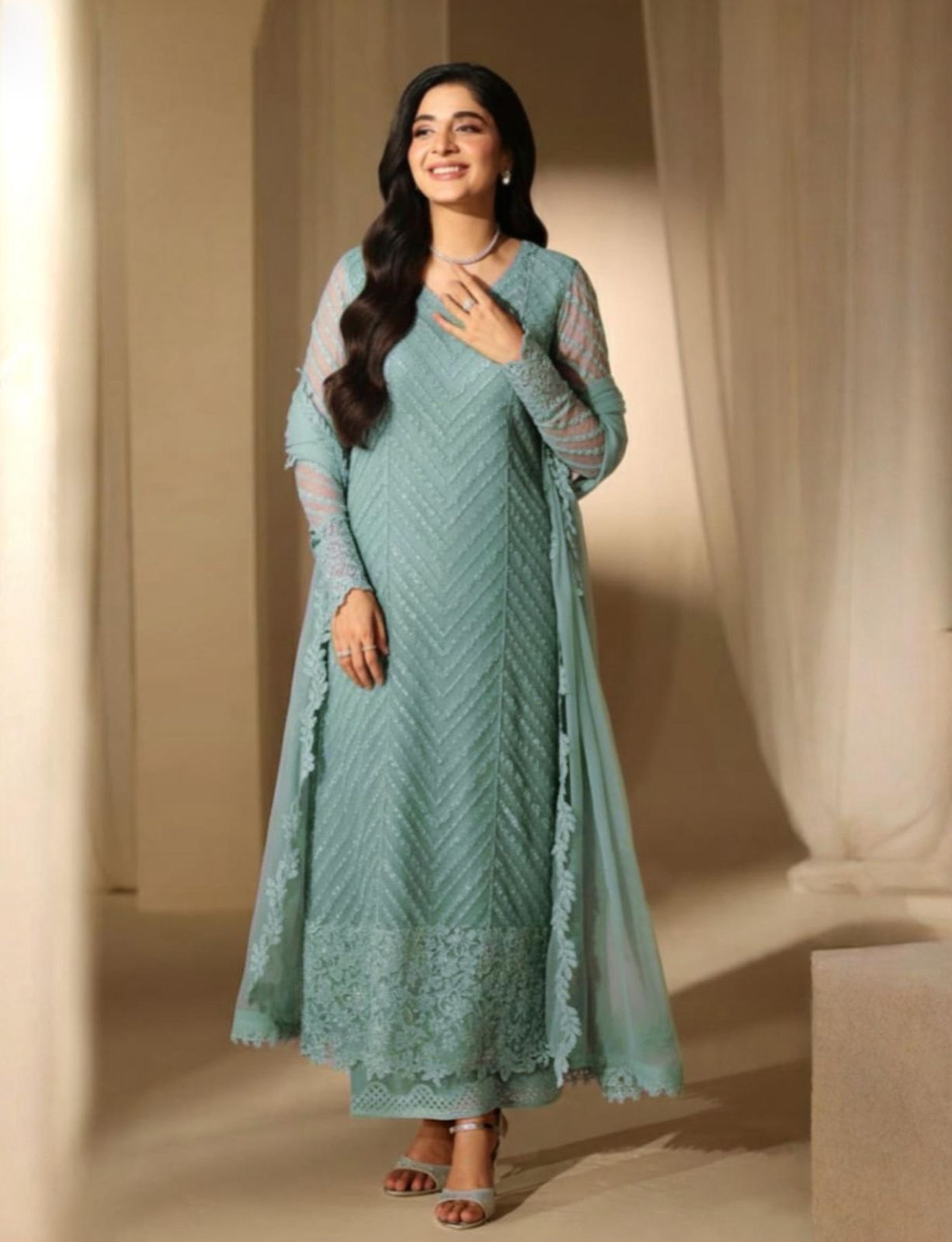 LUXURY SEQUIEN EMBROIDERED BAMBER CHIFFON 3PC