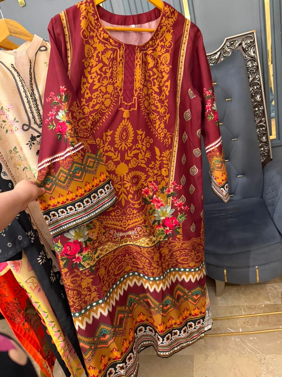 SWISS SILK PRINTED KAFTAN 2PC