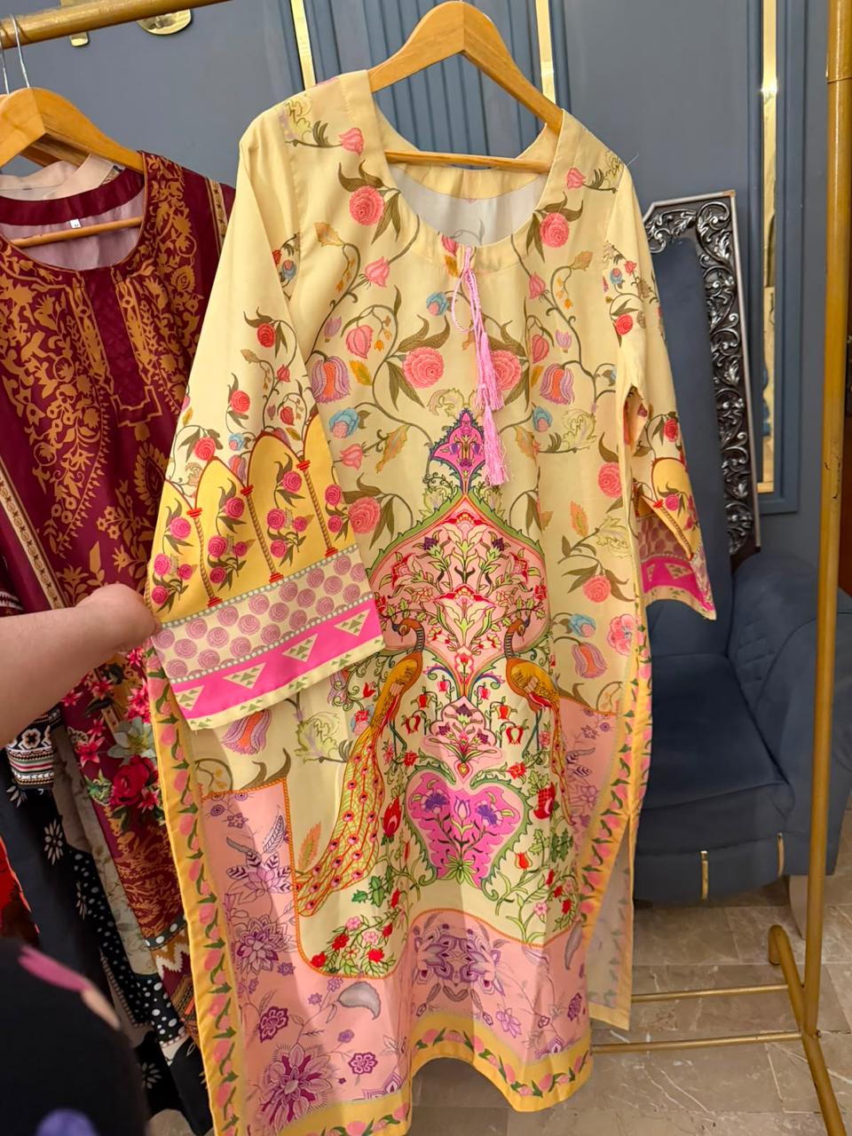 SWISS SILK PRINTED KAFTAN 2PC