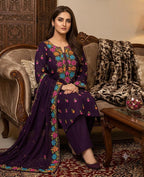 EMBROIDERED LAWN 3PC SUIT WITH RIBBON WORK