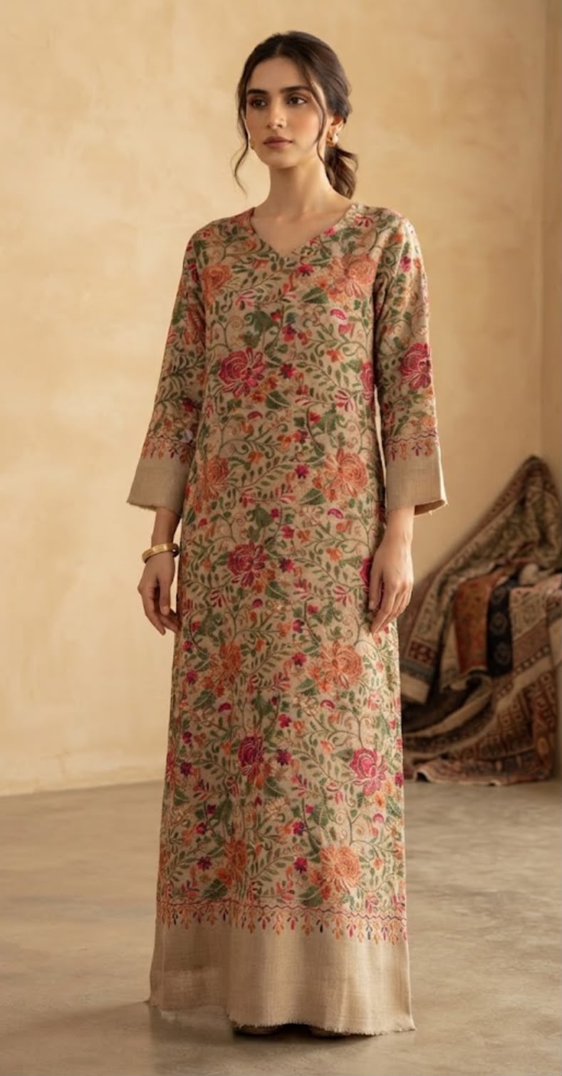 KASHMIRI PASHMINA EMBROIDERED KAFTAN