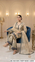 LUXURY CHIFFON STRAIGHT SHIRT WITH PLAZO 3PC
