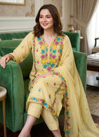 EMBROIDERED LAWN 3PC SUIT WITH RIBBON WORK