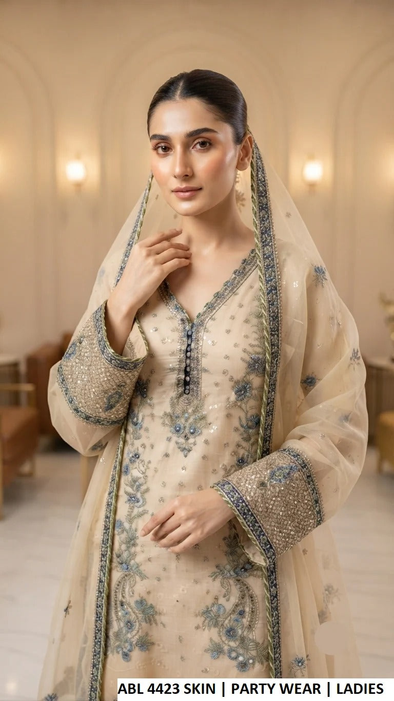 LUXURY CHIFFON STRAIGHT SHIRT WITH PLAZO 3PC