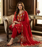 EMBROIDERED LAWN 3PC SUIT WITH RIBBON WORK