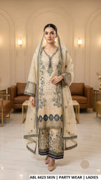 LUXURY CHIFFON STRAIGHT SHIRT WITH PLAZO 3PC