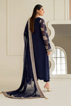 LUXURY EMBROIDERED CHIFFON 3PC (NAVY BLUE)