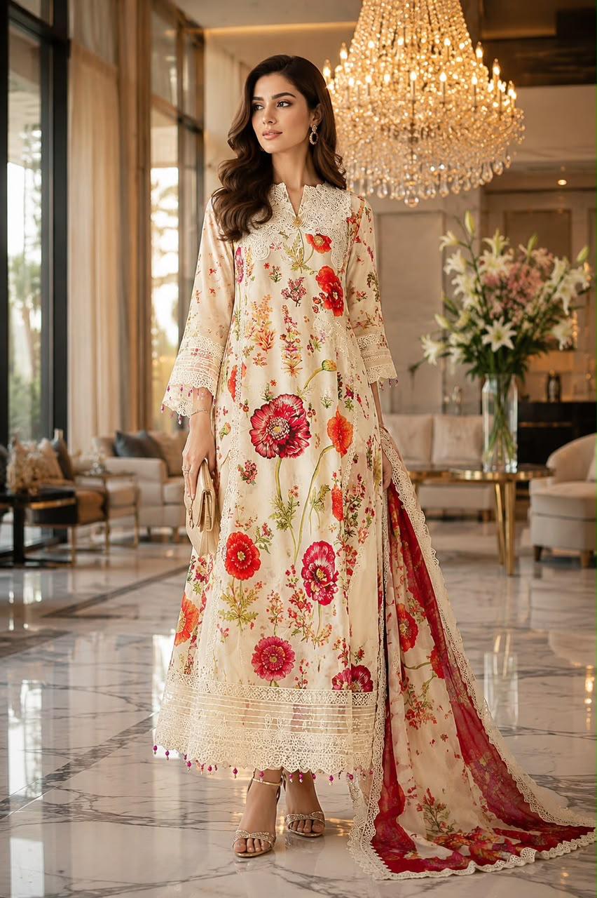 LUXURY EMBROIDERED LAWN 3PC (CLEARANCE OFFER)