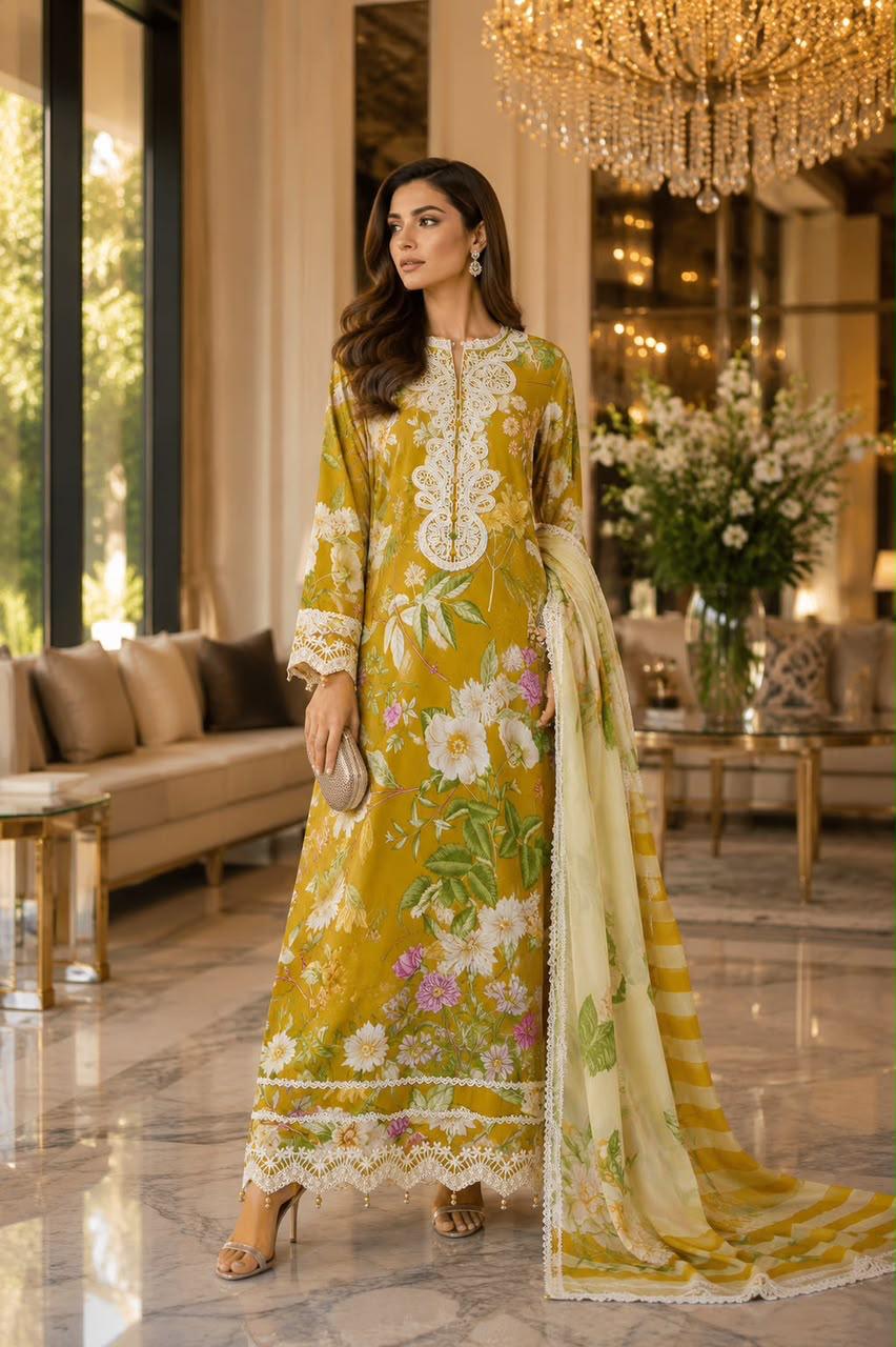 LUXURY EMBROIDERED LAWN 3PC (CLEARANCE OFFER)