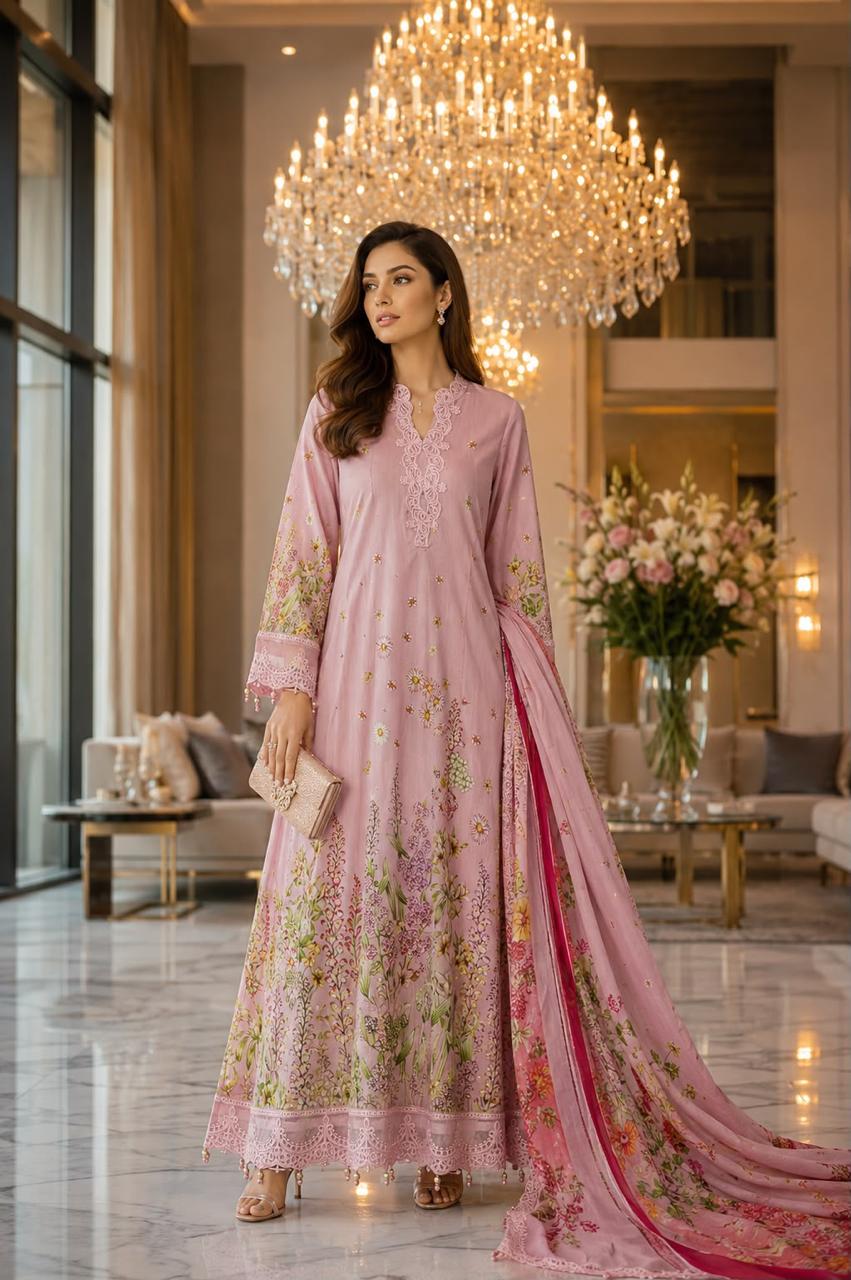 LUXURY EMBROIDERED LAWN 3PC (CLEARANCE OFFER)