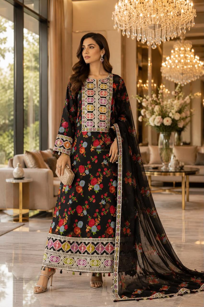 LUXURY EMBROIDERED LAWN 3PC (CLEARANCE OFFER)