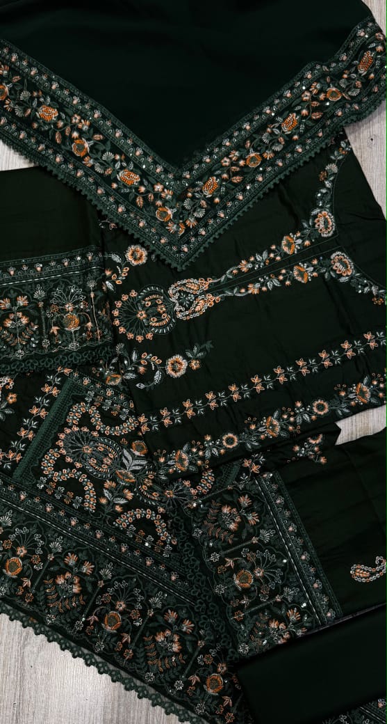 JAZMIN LUXURY EMBROIDERED EGYPTIAN LAWN 3PC
