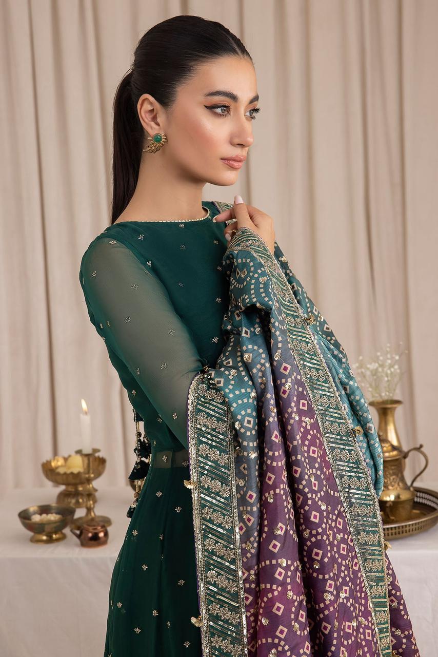 LUXURY EMBROIDERED CHIFFON FROCK 3PC SET
