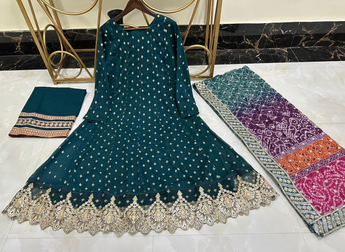 LUXURY EMBROIDERED CHIFFON FROCK 3PC SET