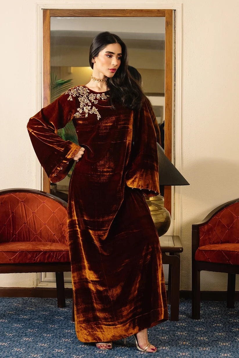 LULUSAR INSPIRED LUXURY EMBELLISHED VELVET KAFTAN 2PC