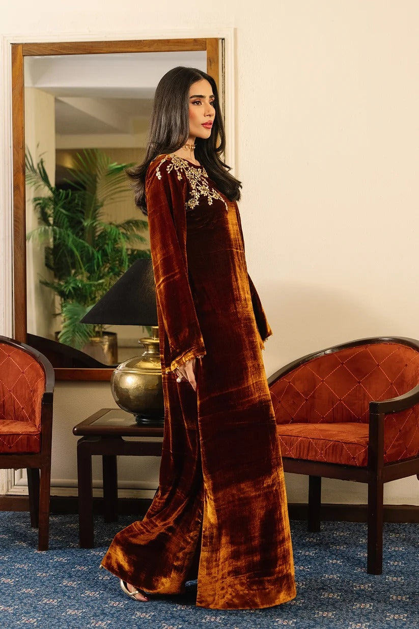 LULUSAR INSPIRED LUXURY EMBELLISHED VELVET KAFTAN 2PC