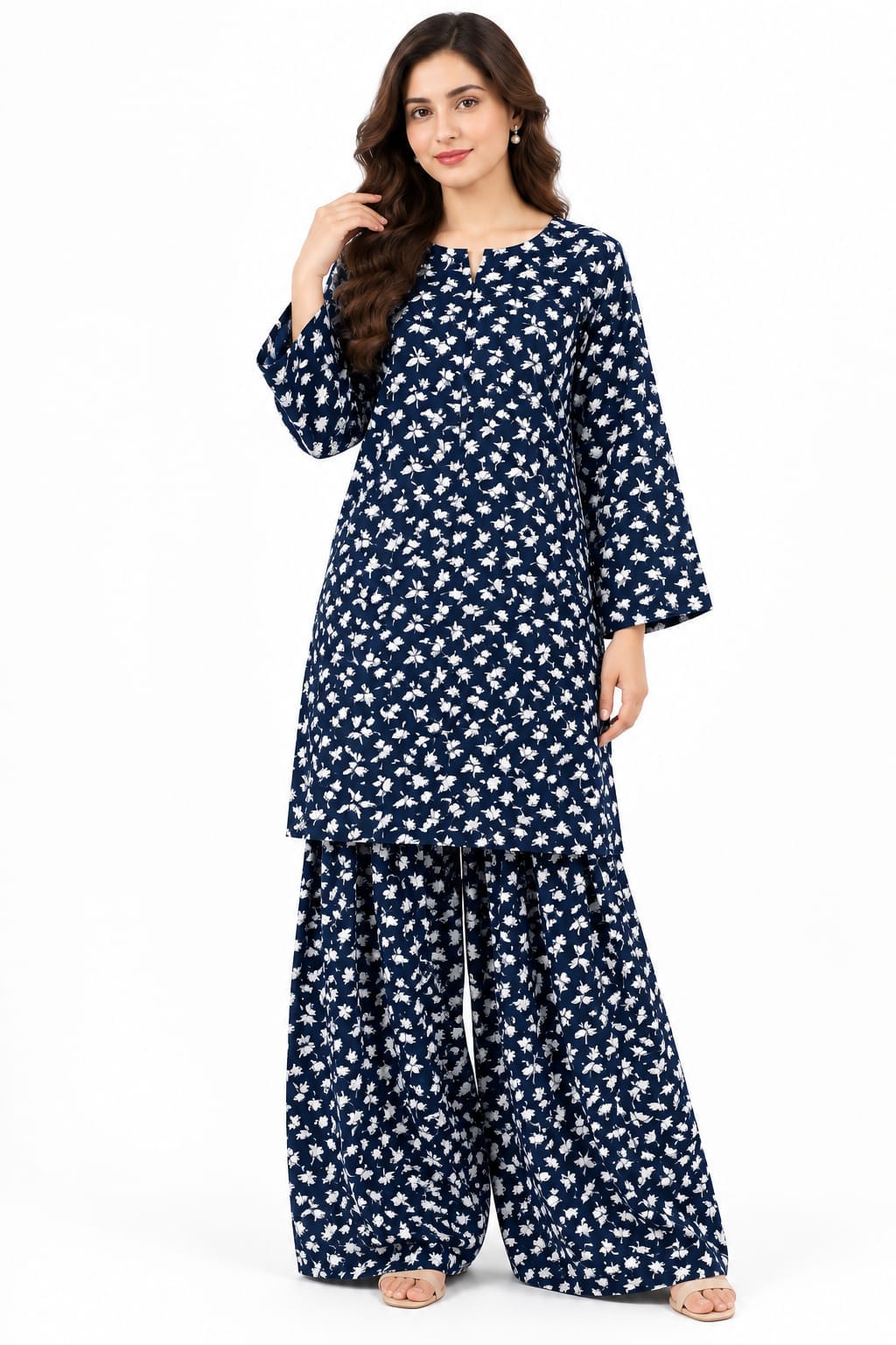 FINE PRINTED LINEN 2PC FARSHI SHALWAR SET