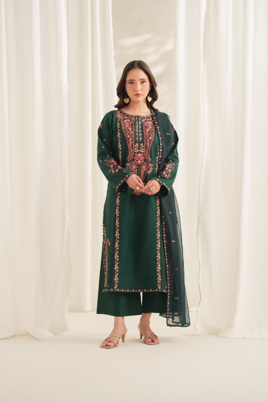 SOHA EMBROIDERED 3PC PLAZO SUIT
