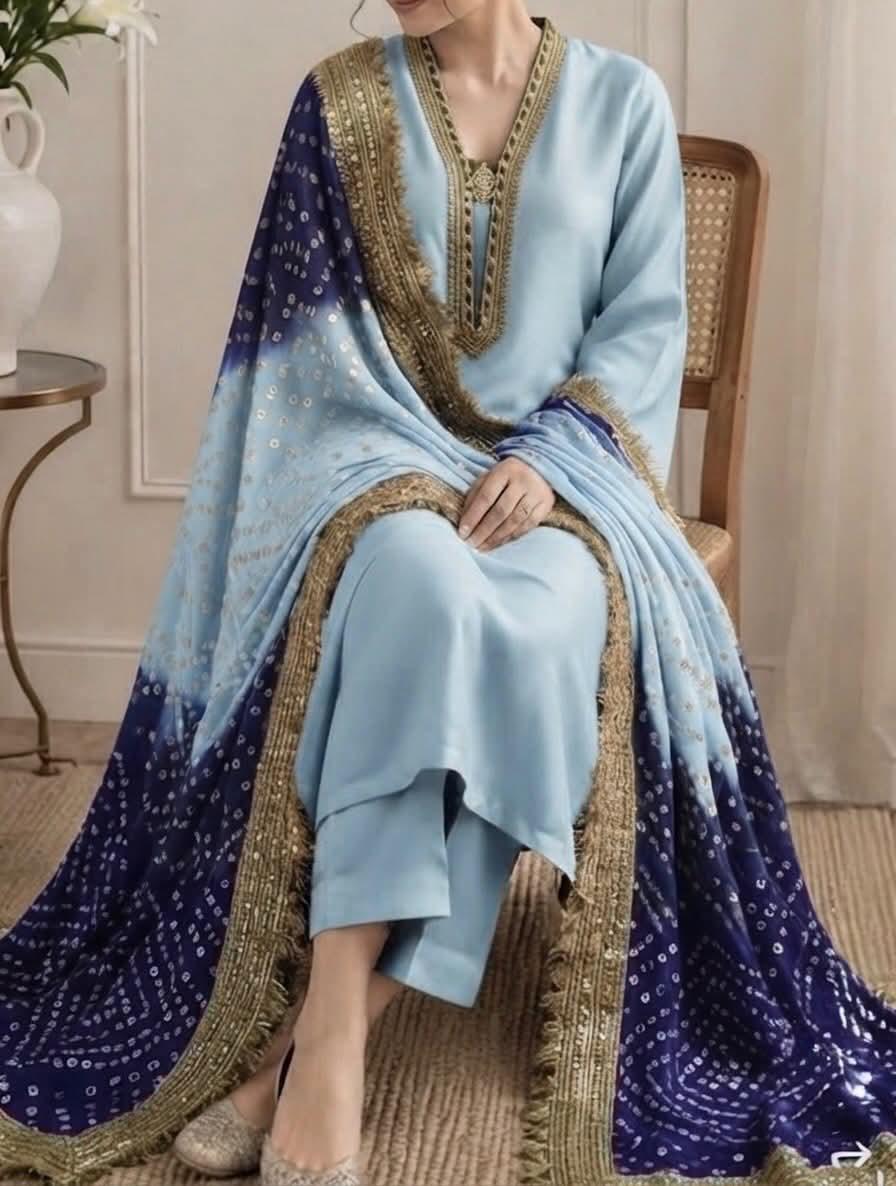 CHUNRI MEDIUM SILK DUPATTA 3PC SUIT