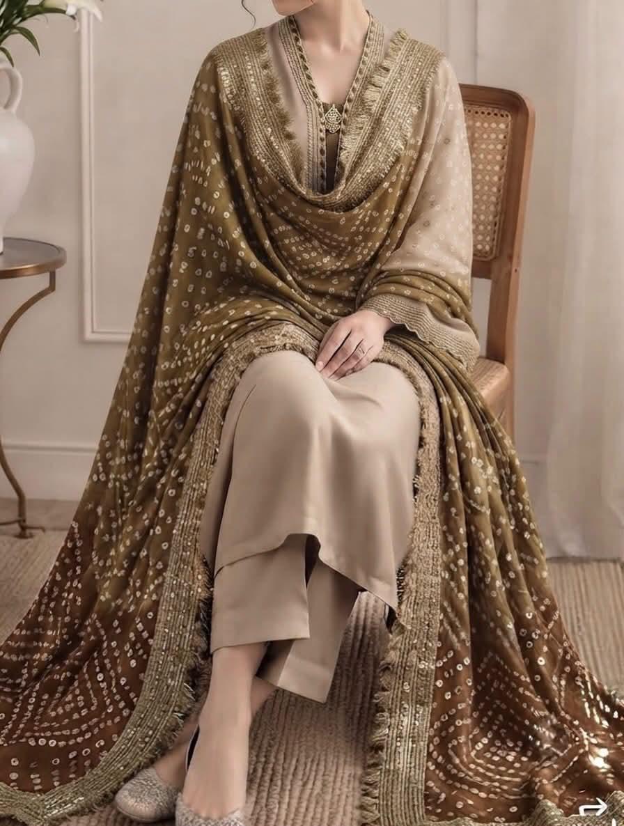 CHUNRI MEDIUM SILK DUPATTA 3PC SUIT