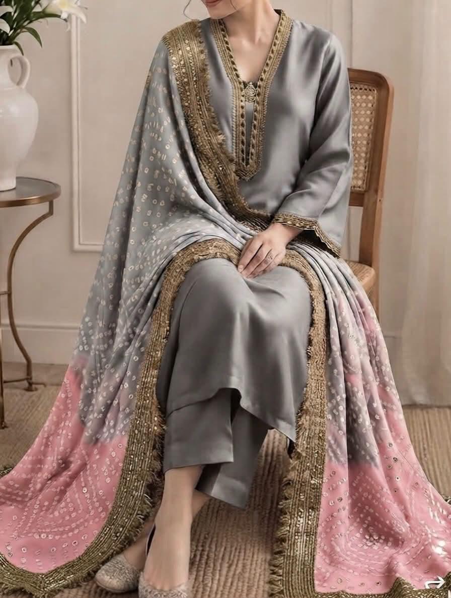CHUNRI MEDIUM SILK DUPATTA 3PC SUIT