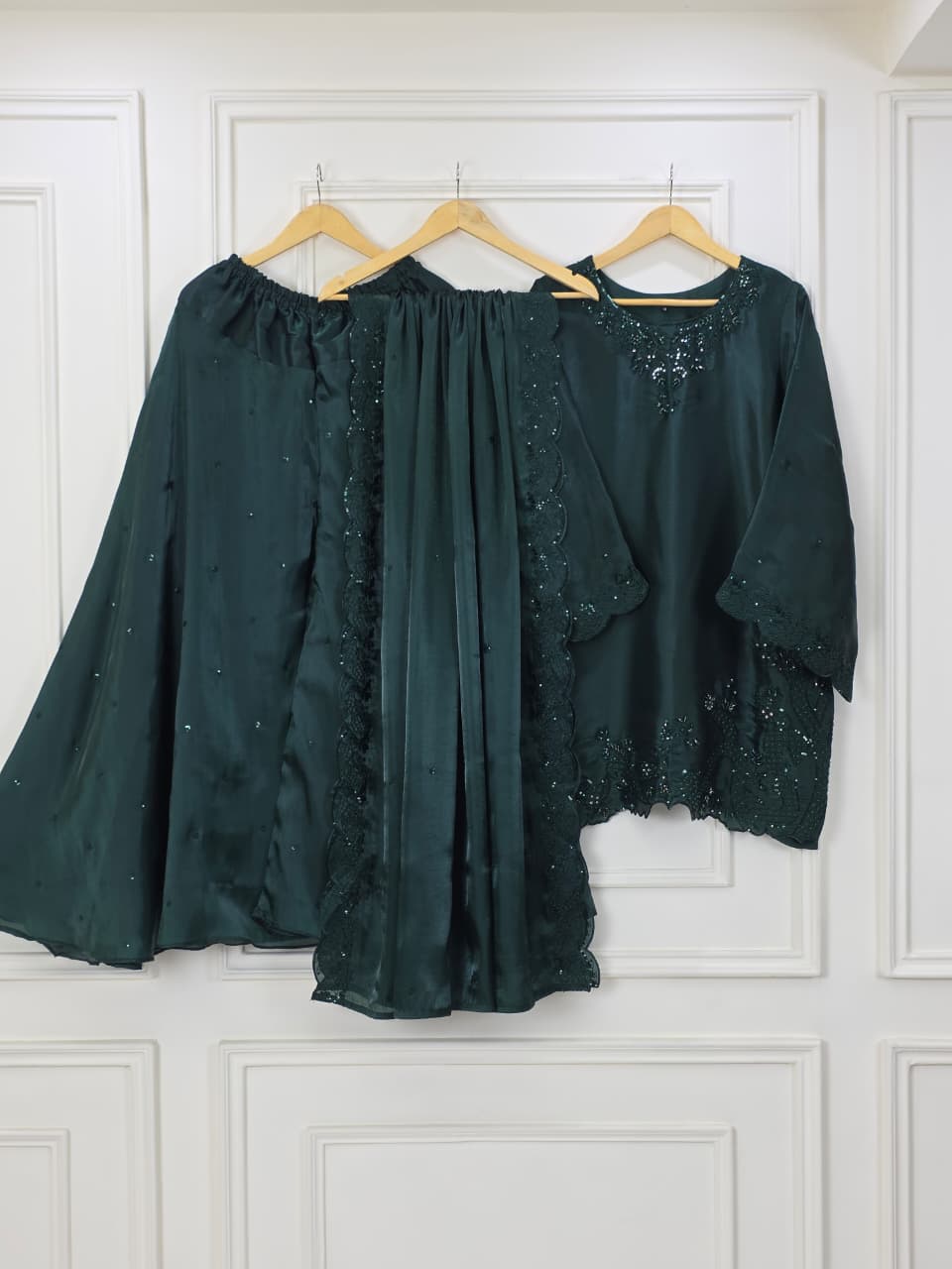 EMBROIDERED SILK 3PC SUIT WITH CUTWORK DUPATTA