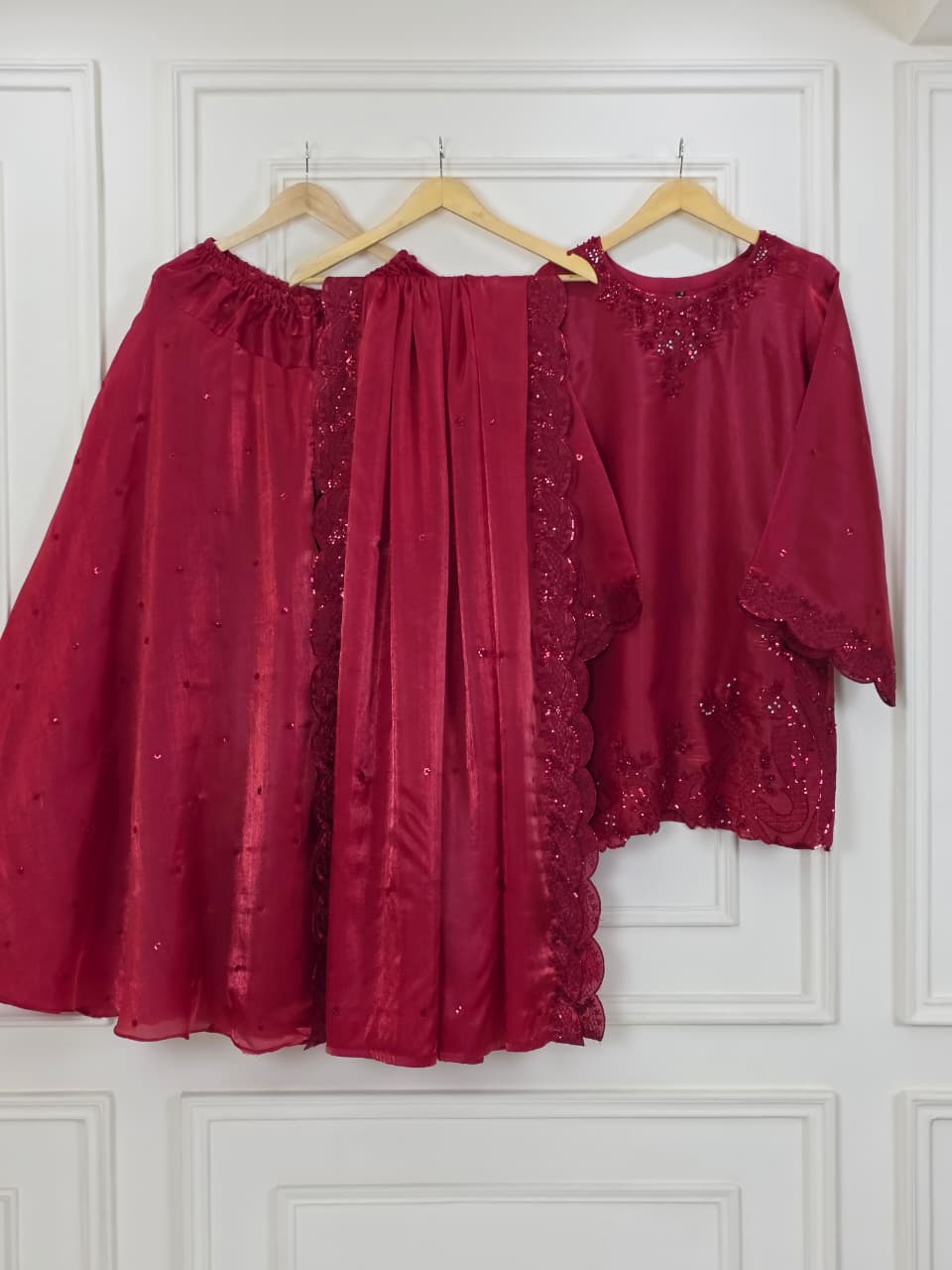 EMBROIDERED SILK 3PC SUIT WITH CUTWORK DUPATTA