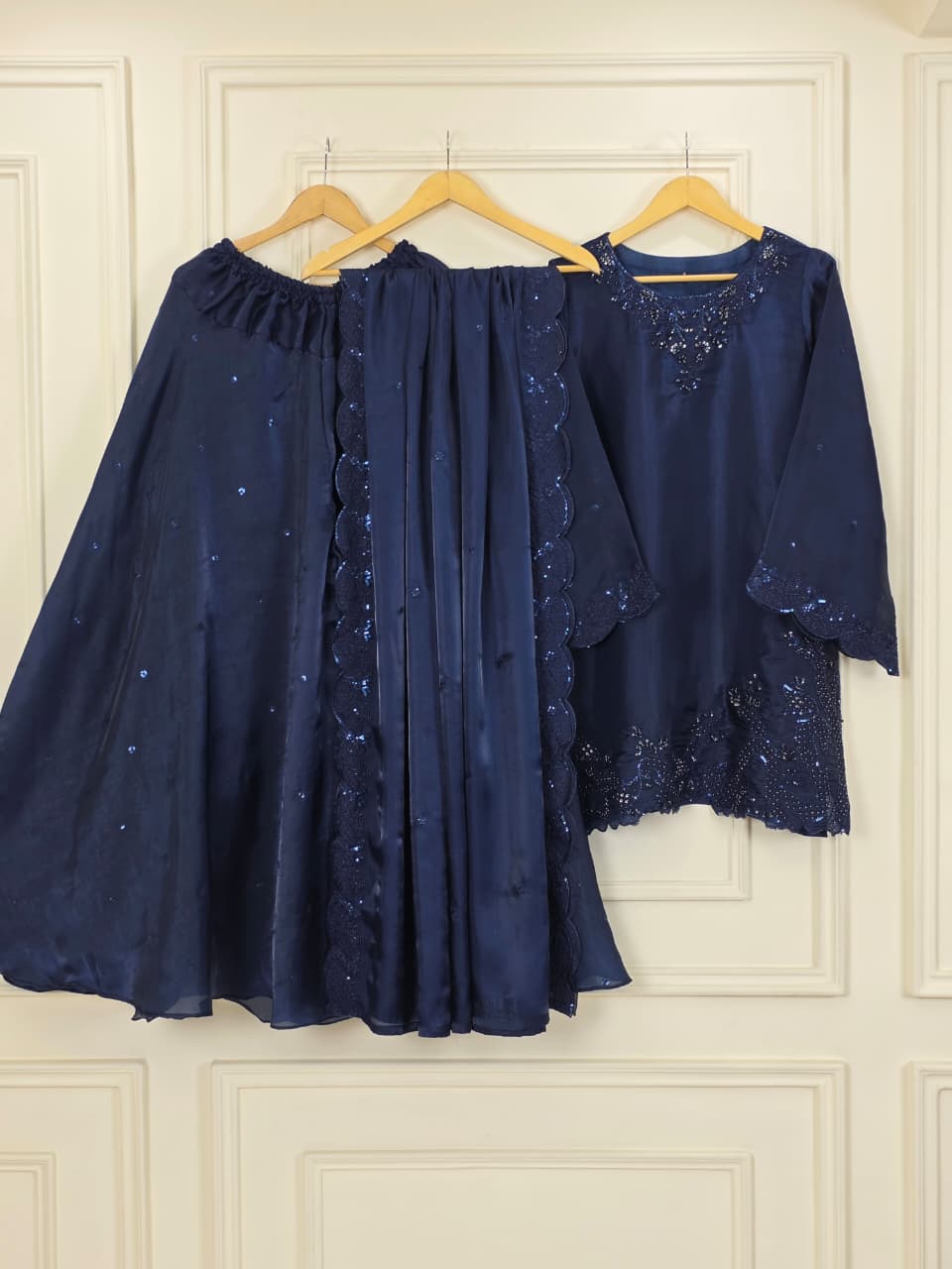 EMBROIDERED SILK 3PC SUIT WITH CUTWORK DUPATTA
