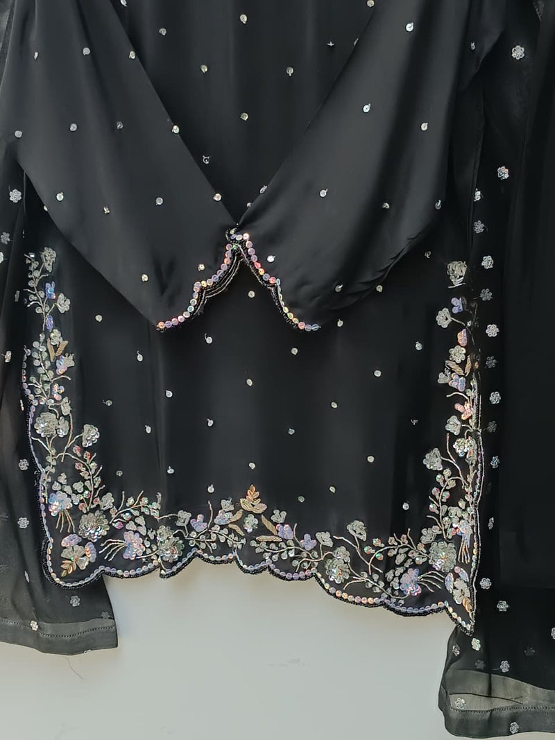 EMBROIDERED SHEESHA SILK SHARARA 3PC SUIT