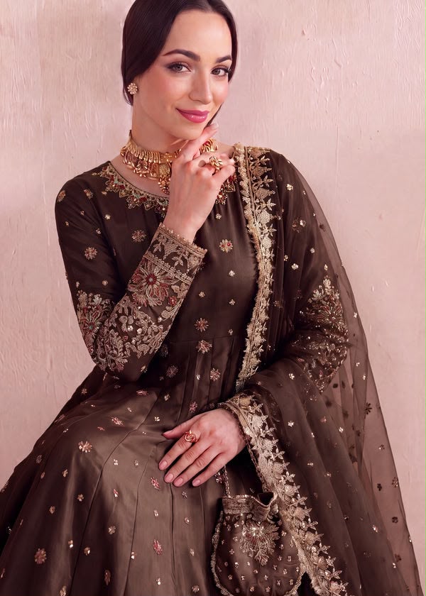 INDIAN SILK KORA DABKA FROCK 3PC SET (WITH POTLI BAG)